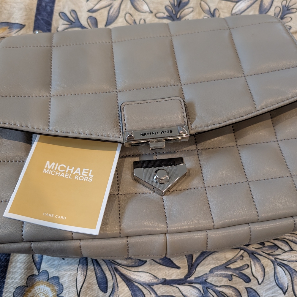 Michael Kors Gray Quilted Leather Shoulder Bag - Picture 2 of 7
